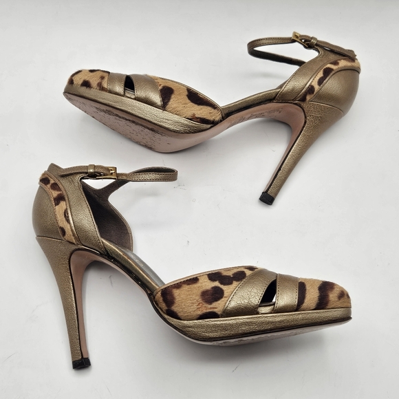 Valentino Garavani animal print pony hair leather Brown pumps heels 35.5 5 - Picture 3 of 9